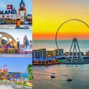 Dubai Parks and Resorts 1 Park plus Ain Dubai tickets featuring theme park access and panoramic views from the observation wheel