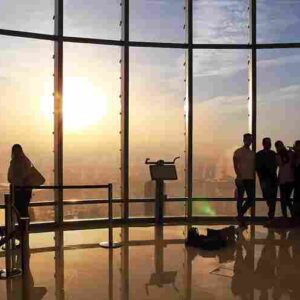 the burj khalifa sunrise with the morning treat