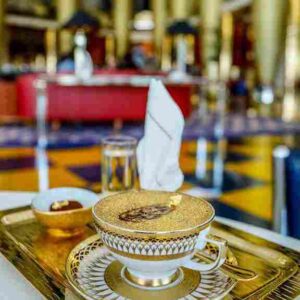 inside burj al arab tour with golden frappuccino