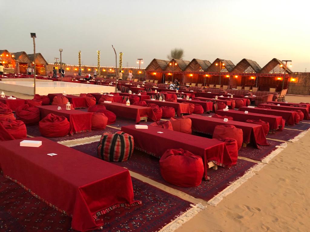 Standard seating area at desert safari camp in Dubai