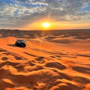 Morning desert safari Dubai with dune bashing and sandboarding